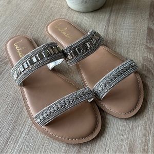 Pawfy Silver Beaded Slide Sandals - Lulus